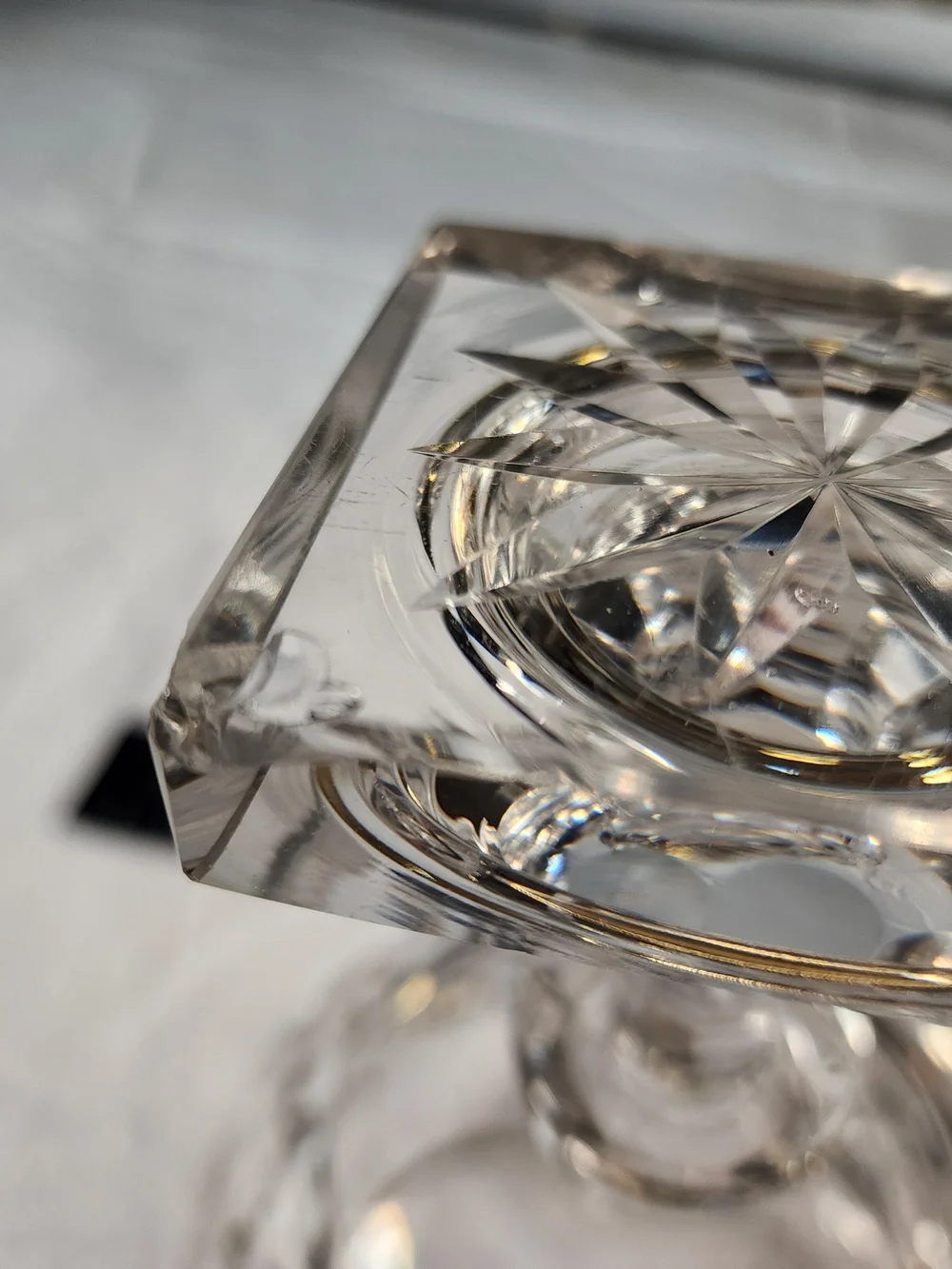 Cut Crystal Covered Compote - Clear Glass Candy Dish